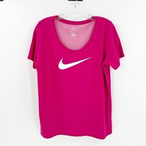 Nike Women's Short Sleeve Tee - Magenta and White